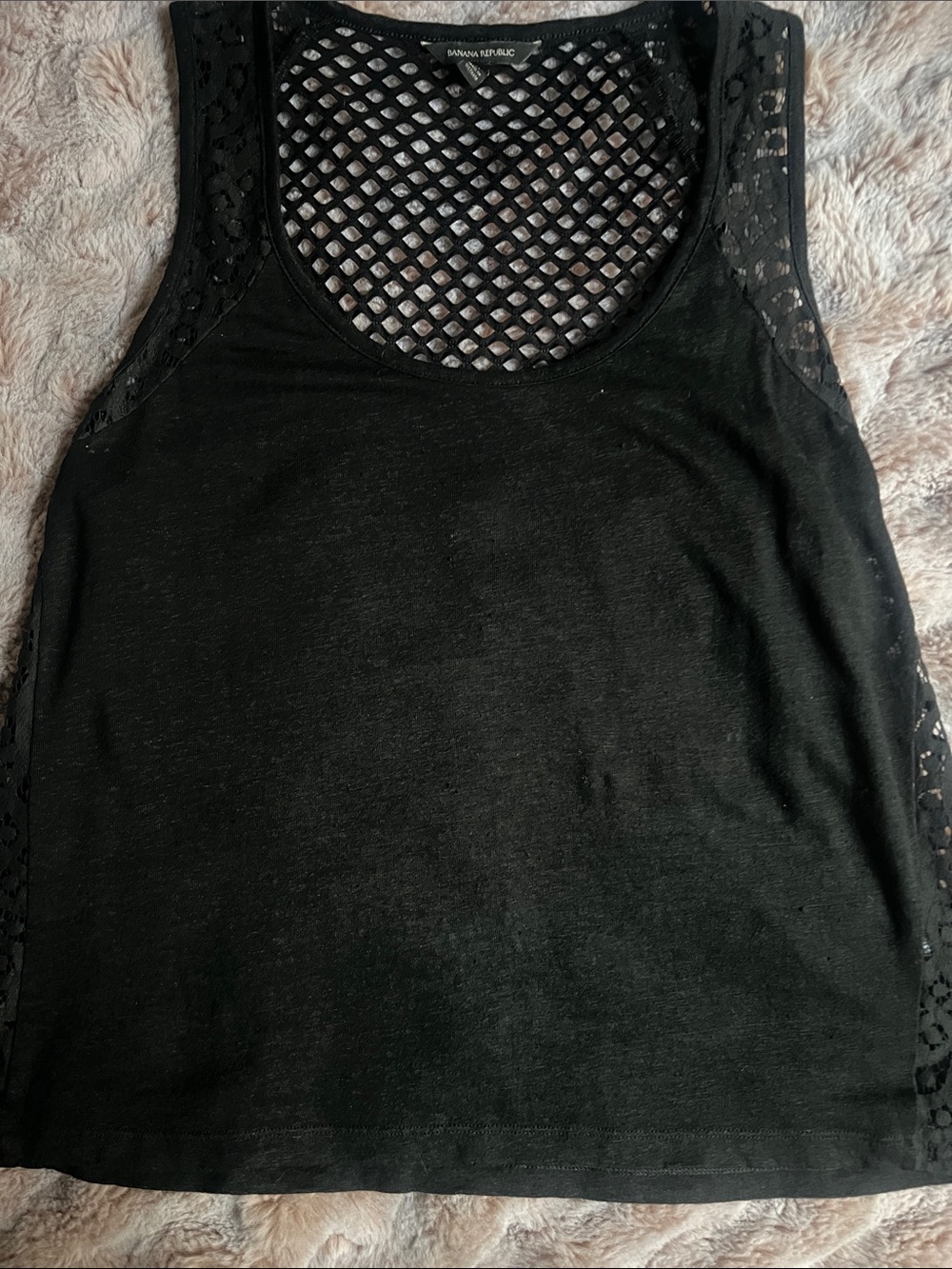 Banana Republic Black Lace & Mesh Back Tank